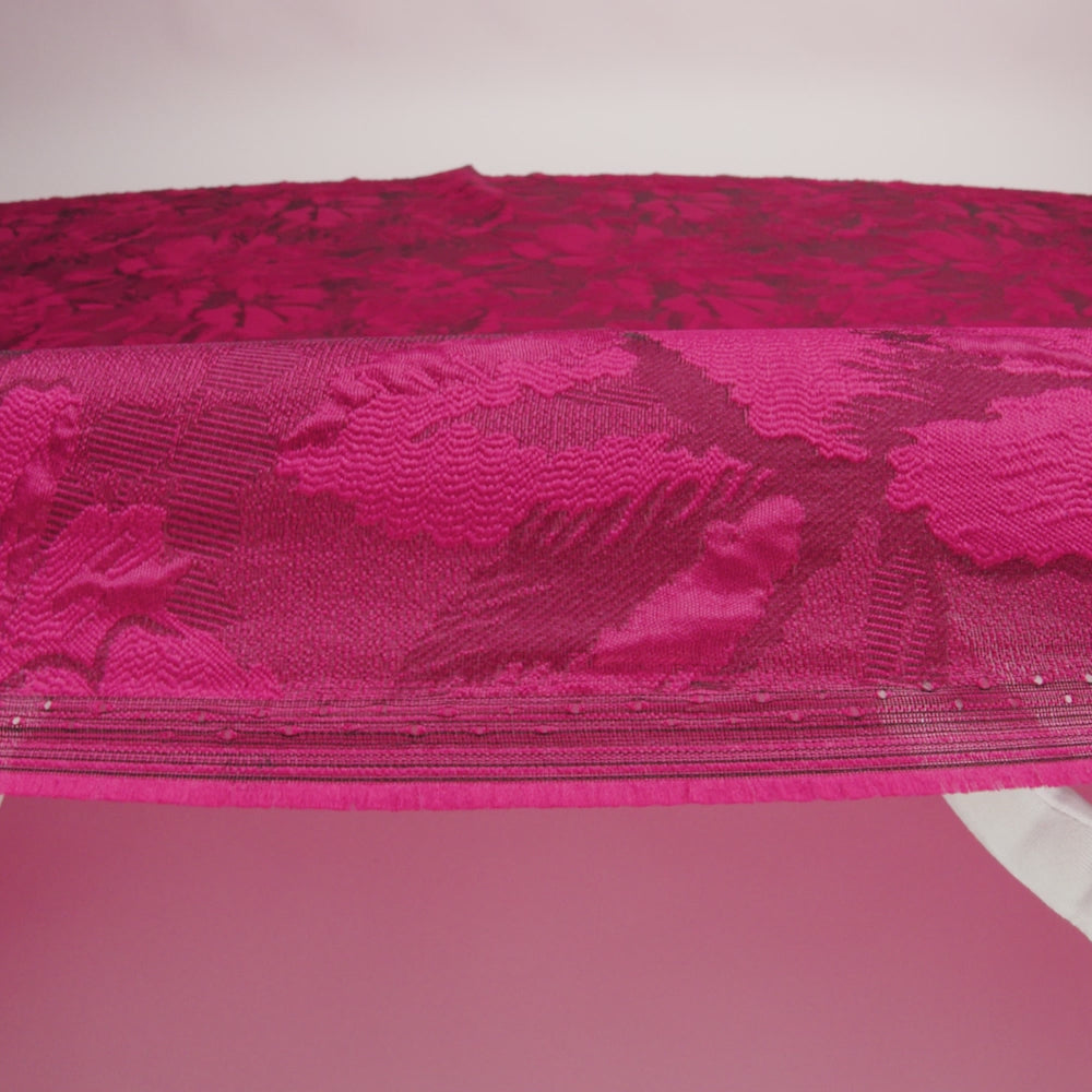 Luminous Fuchsia Floral Lightweight Luxury Brocade - Image 6 of 7
