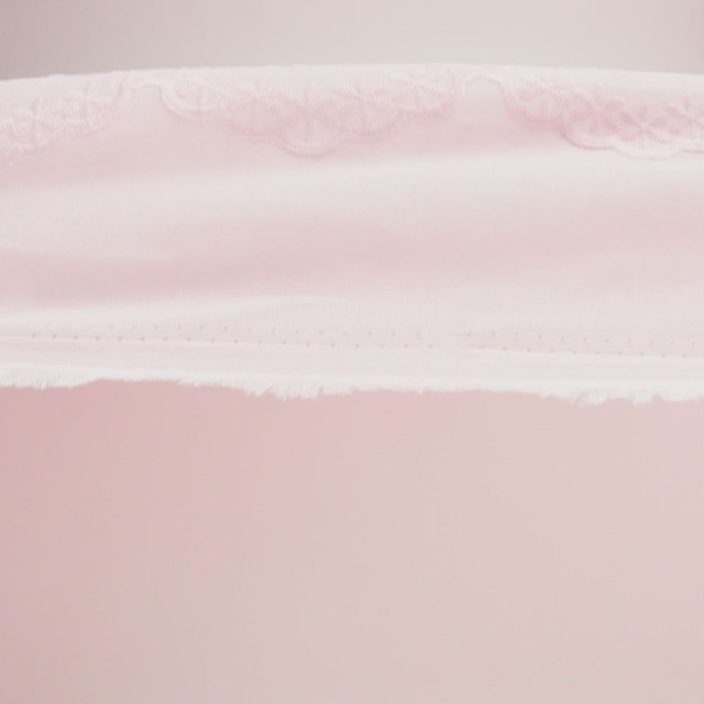 Embroidered Eyelet Cotton Voile - Baby Pink Flowers on Branches - Naomi Collection
