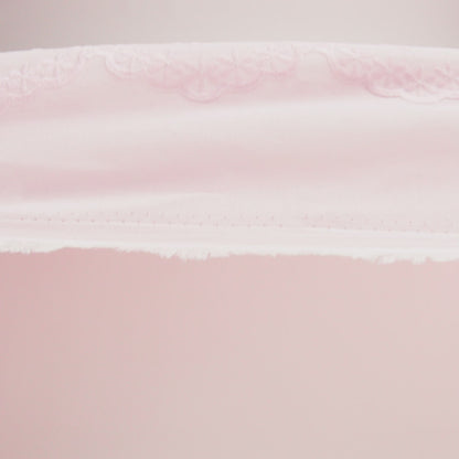 Embroidered Eyelet Cotton Voile - Baby Pink Flowers on Branches - Naomi Collection