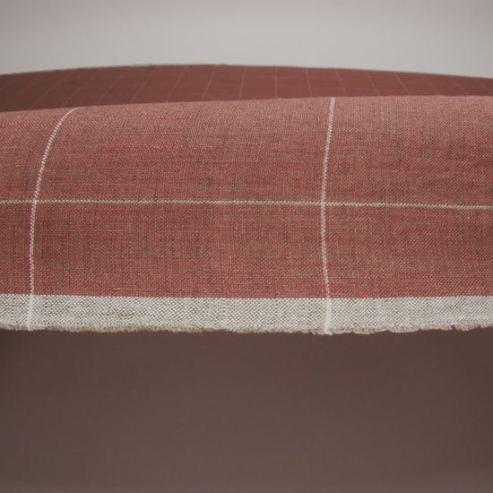 Lightweight Linen Woven - Brown, White and Sage Green Windowpane Check