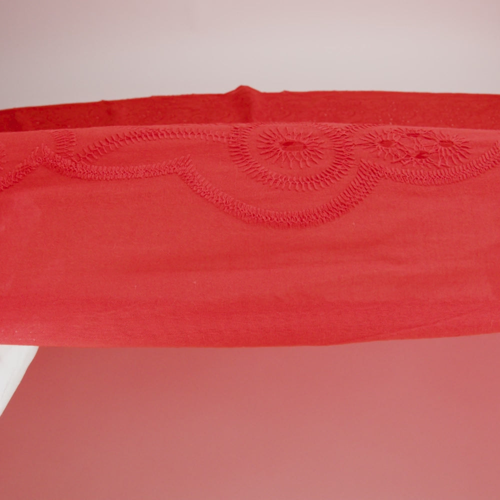 Embroidered Eyelet Cotton Voile - Red Big Flowers - Naomi Collection