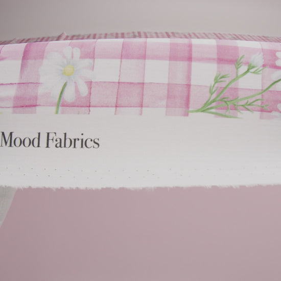 Cotton Poplin Print - Fuchsia Pink Gingham and Floral - Mood Exclusive Daisy Chain