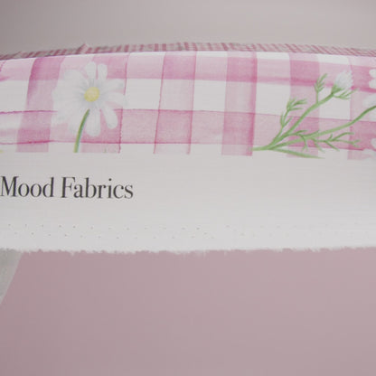 Cotton Poplin Print - Fuchsia Pink Gingham and Floral - Mood Exclusive Daisy Chain