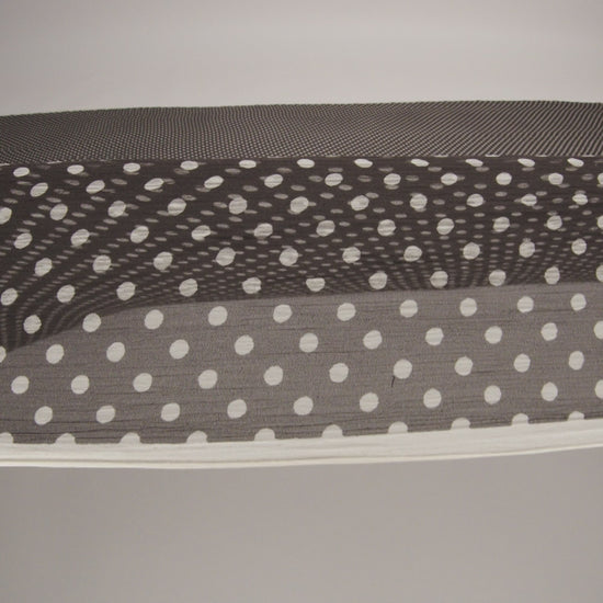 Famous Australian Designer Charcoal and Cannoli Cream Polka Dotted Crinkled Silk Chiffon