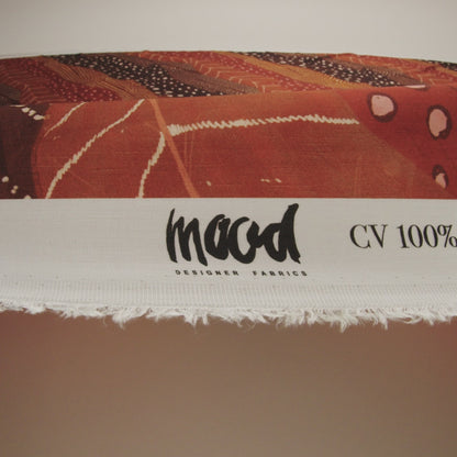 Rayon Challis - Brown and Orange Decorated Diagonal Stripes - Wind in Your Wings Print - Mood Exclusive Rockland Collection