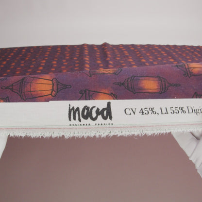Linen and Rayon Woven - Purple Lanterns - By Lantern Light Print - Mood Exclusive Jack-O-Lantern Collection