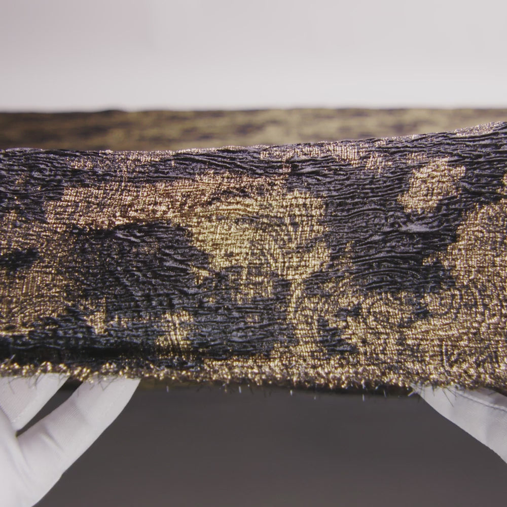 Metallic Bronze and Black Abstract Luxury Plisse Brocade