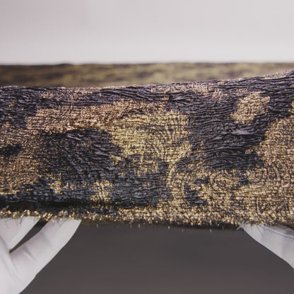 Metallic Bronze and Black Abstract Luxury Plisse Brocade