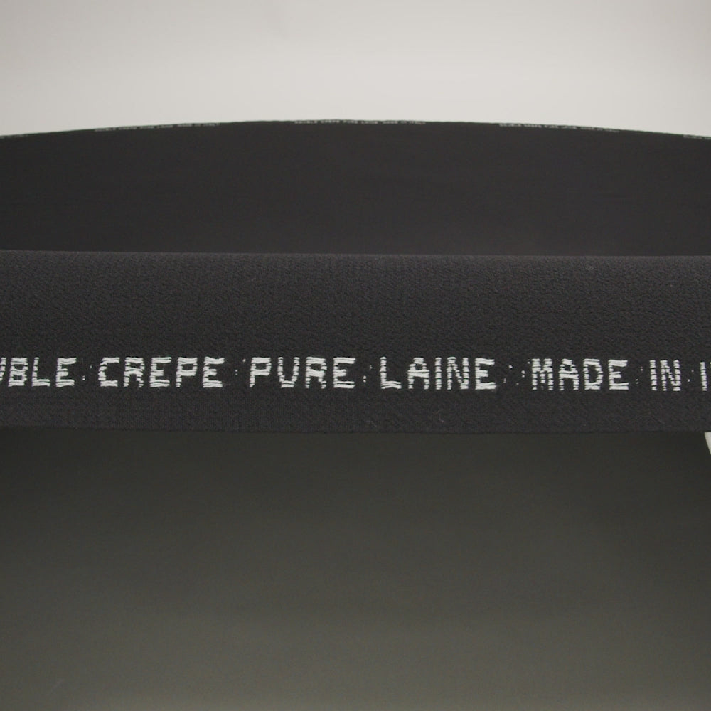Italian Black Virgin Wool Double Crepe