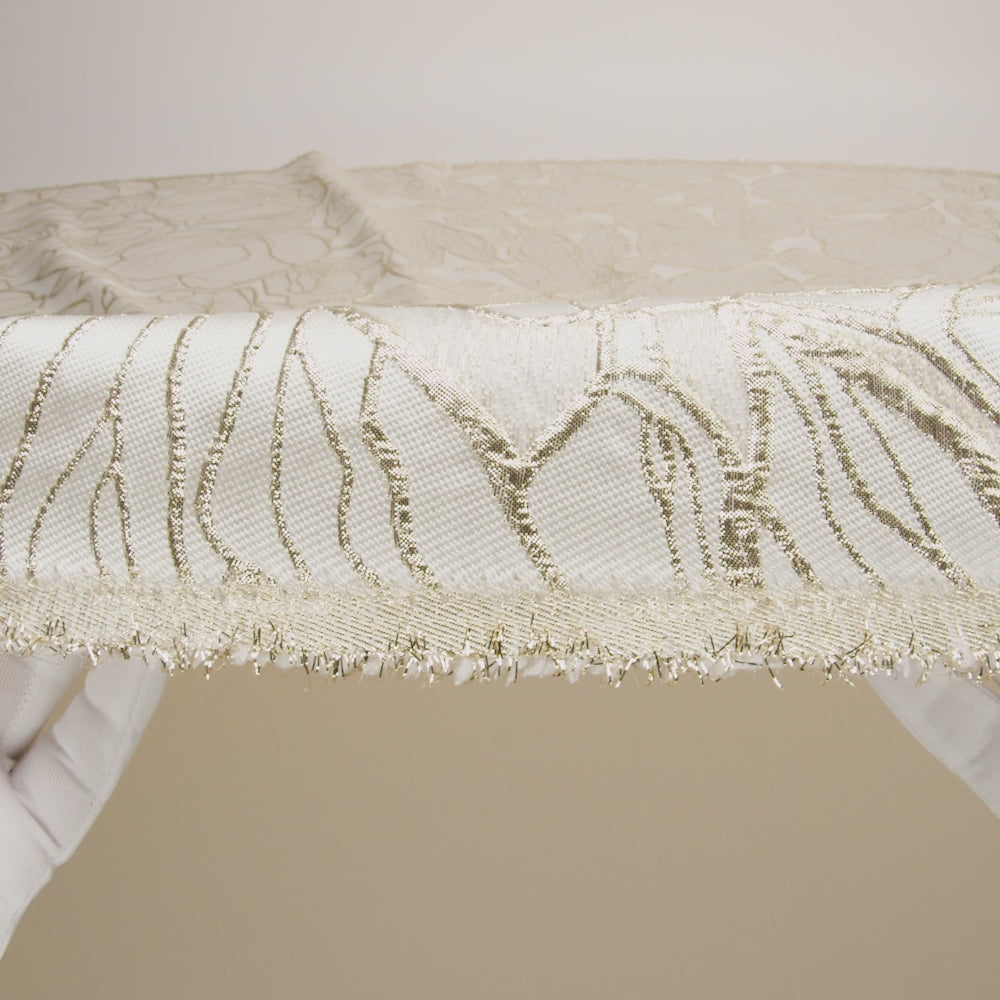 Metallic Gold and Beige Outlined Florals Luxury Brocade