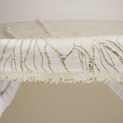 Metallic Gold and Beige Outlined Florals Luxury Brocade