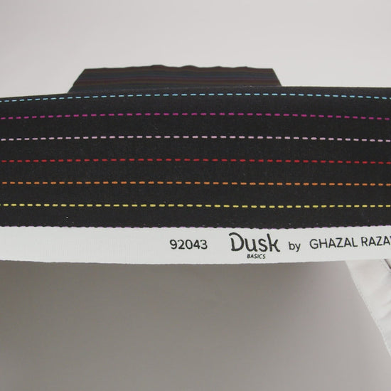 Printed Quilting Cotton by Ghazal Razavi for FIGO Studio - Black and Rainbow Dashed Stripes - Dusk Collection