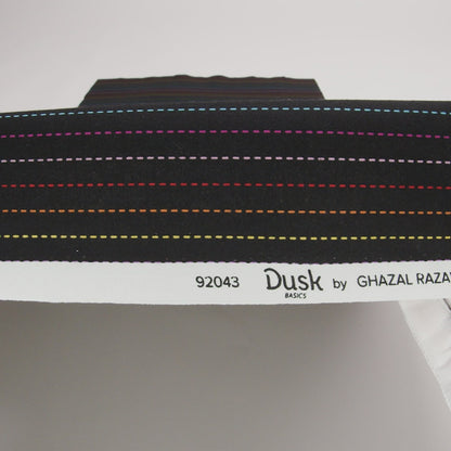 Printed Quilting Cotton by Ghazal Razavi for FIGO Studio - Black and Rainbow Dashed Stripes - Dusk Collection