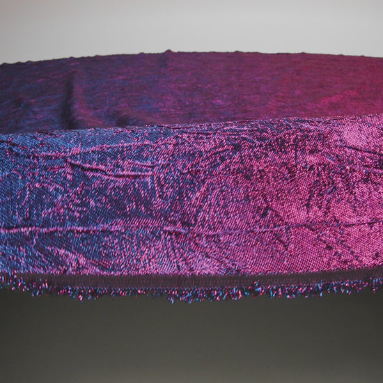 Astrolabe Metallic Berry Gloss and Ultramarine Crinkled Luxury Brocade with Black Backing - Image 6 of 7