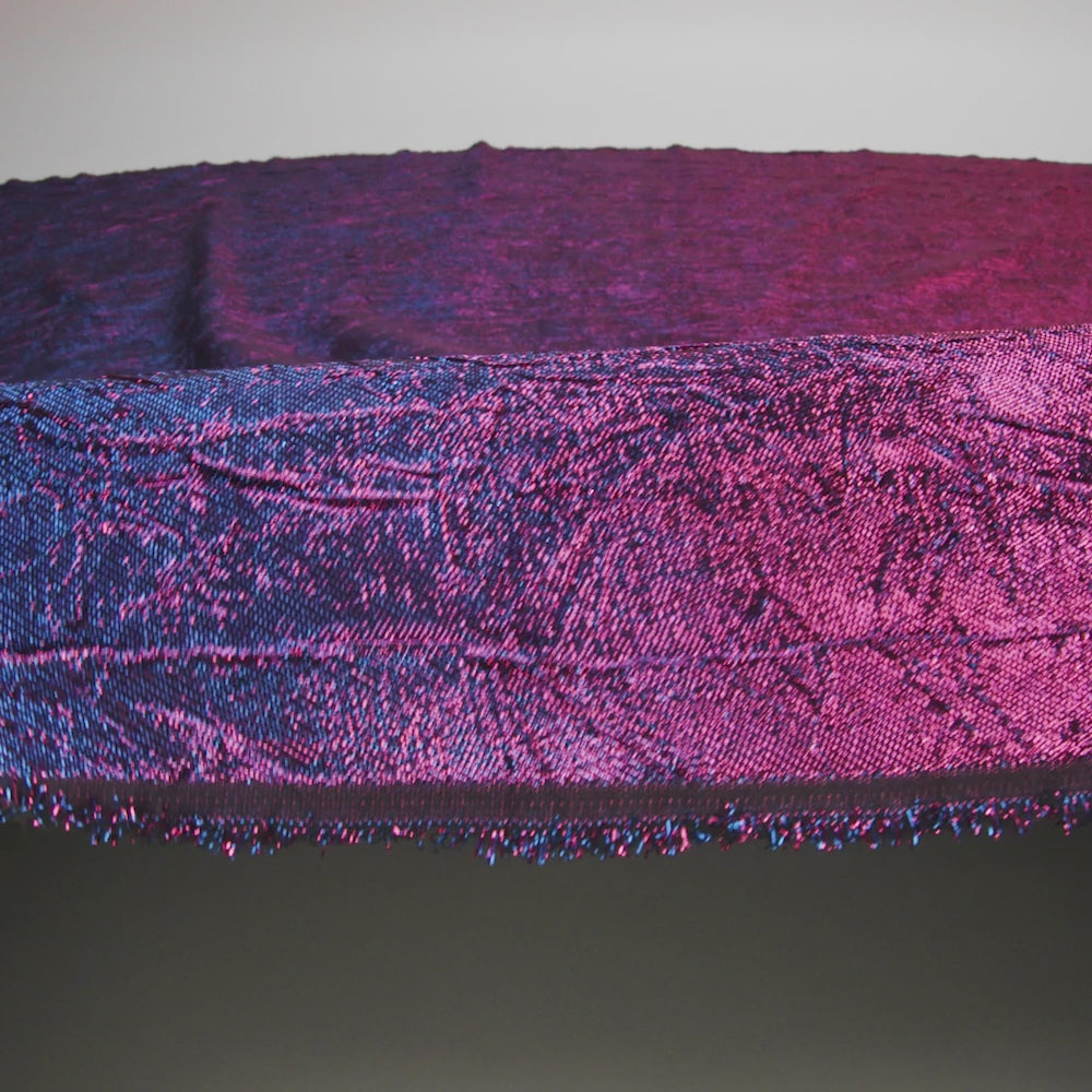 Astrolabe Metallic Berry Gloss and Ultramarine Crinkled Luxury Brocade with Black Backing - Image 6 of 7