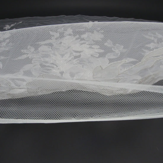 Beaded and Embroidered Tulle with Burnout Fabric Appliques - Off White Tropical Garden