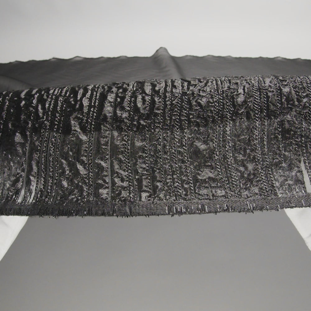 Metallic Black Lines Luxury Organza Brocade - Image 6 of 6