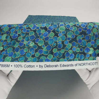 Metallic Printed Quilting Cotton by Northcott - Lagoon Polka Dot Confetti - Shimmer Collection
