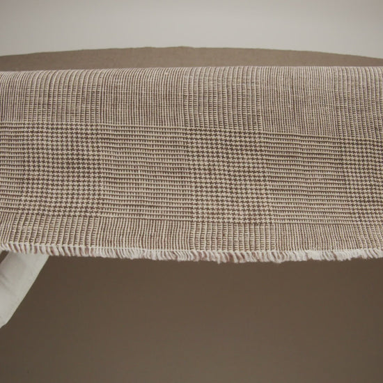 Medium Weight Linen Woven - Brown and White Glen Plaid