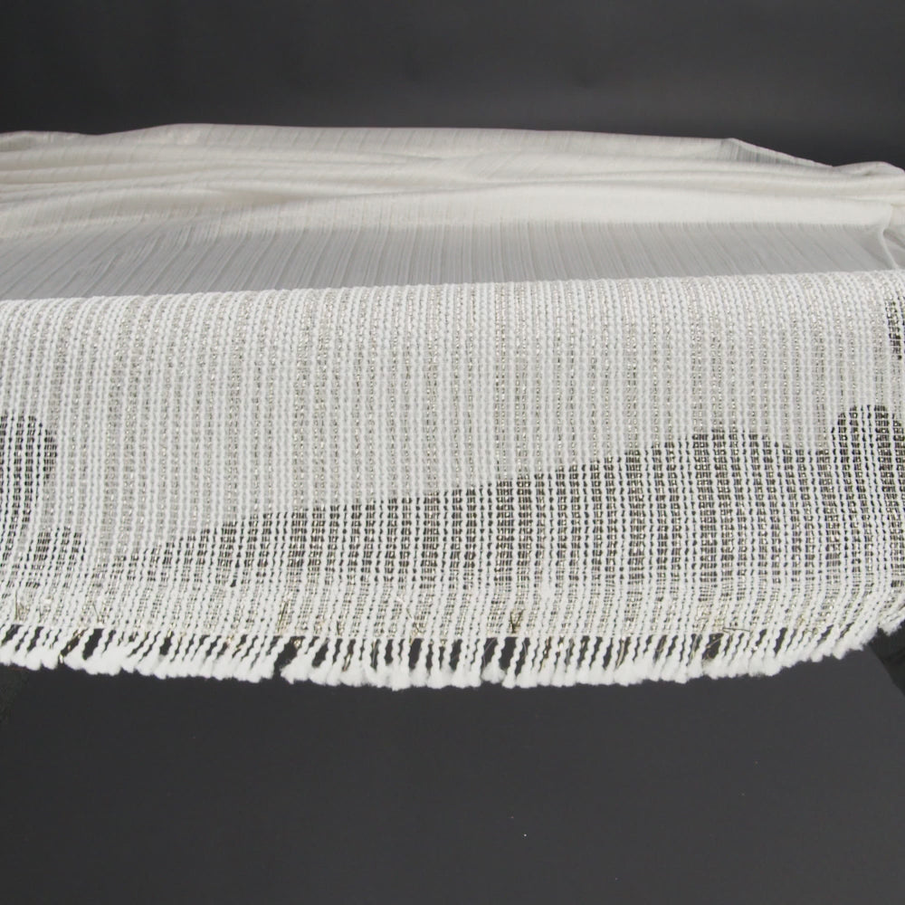 Metallic Gold and White Barcode Stripes Luxe Novelty Mesh - Image 6 of 6