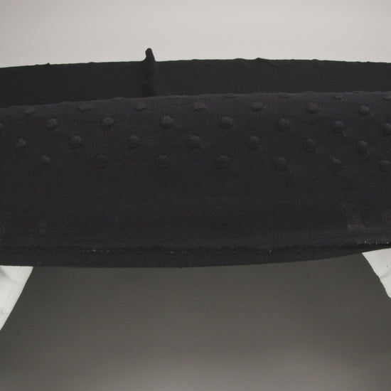 Famous Australian Designer Black Embroidered Polka Dots LightweightLinen and Cotton Woven