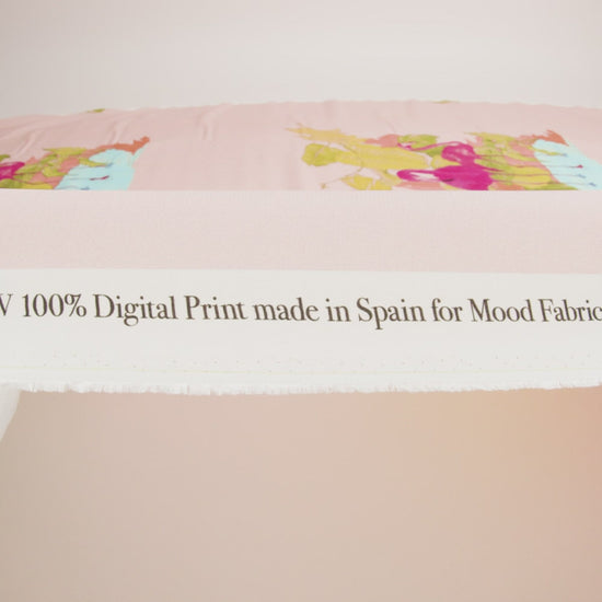 Sustainable Viscose Woven Print - Peach Flamingos and Leaves - Mood Exclusive Forever Everglades - Image 6 of 6