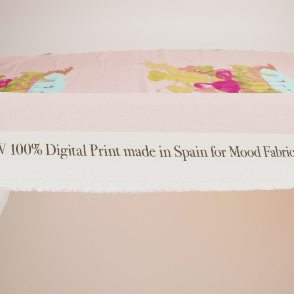 Sustainable Viscose Woven Print - Peach Flamingos and Leaves - Mood Exclusive Forever Everglades - Image 6 of 6
