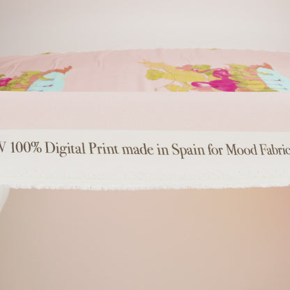 Sustainable Viscose Woven Print - Peach Flamingos and Leaves - Mood Exclusive Forever Everglades