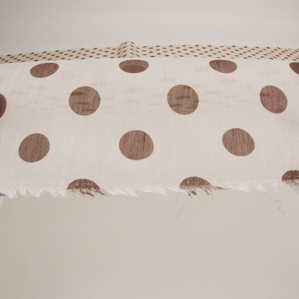 Famous Australian Designer Nude and Cocoa Polka Dotted Linen and Silk Organza