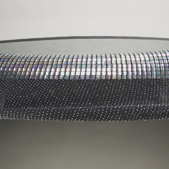 Silver Oil Slick and Black Squares Foiled Stretch Nylon Knit