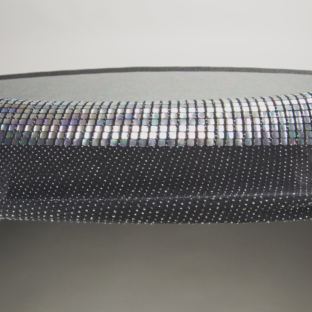 Silver Oil Slick and Black Squares Foiled Stretch Nylon Knit