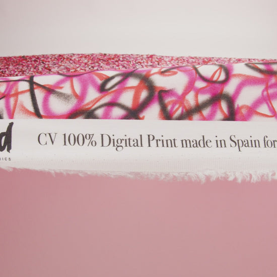 Cotton Voile - Pink Spraypaint Scribbles - Love Notorious Print - Mood Exclusive Metro Collection