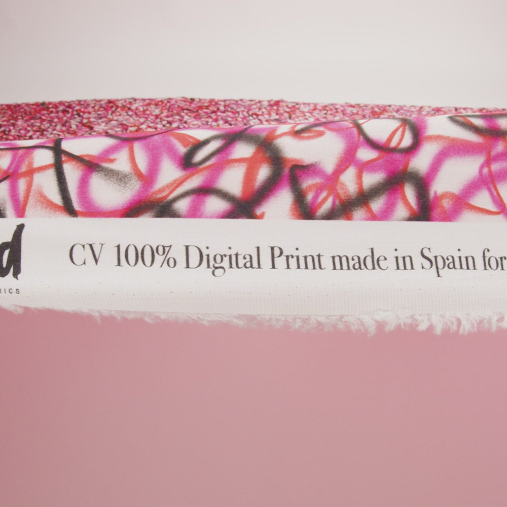 Cotton Voile - Pink Spraypaint Scribbles - Love Notorious Print - Mood Exclusive Metro Collection