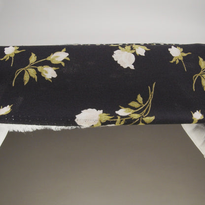 Sustainable Viscose Crepe Print - Light Pale Pink, Moss Green and Black Rose Floral - Designer Deadstock