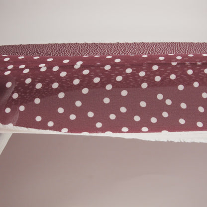 Viscose Georgette Print - Burgundy Red and Off White Scattered Polka Dots - Designer Deadstock
