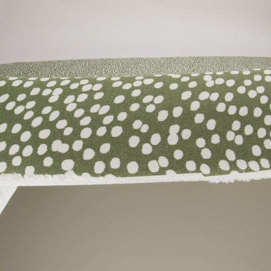 Sustainable Viscose Crepe Print - Moss Green and White Abstract Polka Dots - Designer Deadstock - Image 6 of 6