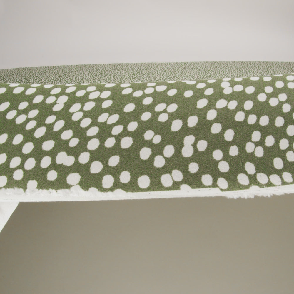 Sustainable Viscose Crepe Print - Moss Green and White Abstract Polka Dots - Designer Deadstock - Image 6 of 6