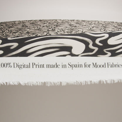 Rayon Challis - Black and White Abstract Lines - Gallery Tour Print - Mood Exclusive Metro Collection