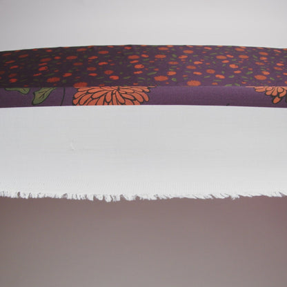 Rayon Challis - Purple and Orange Pumpkins and Flowers - Chrysanthemum Crisp Print - Mood Exclusive Jack-O-Lantern Collection