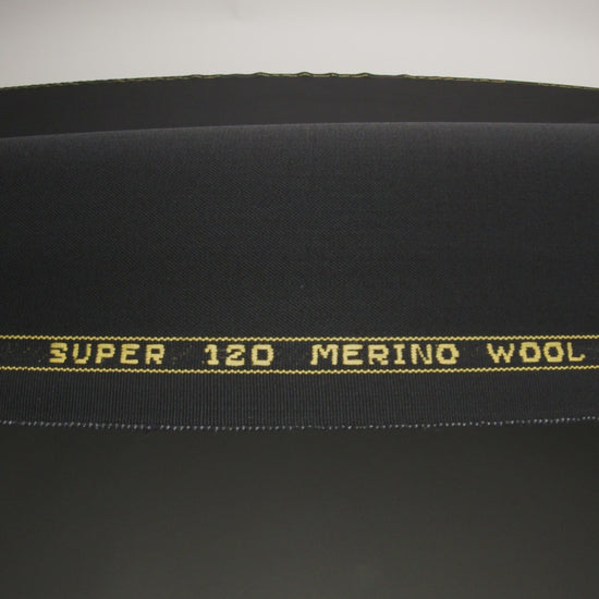 Super 120 Merino Wool Suiting - Black - Finn Collection