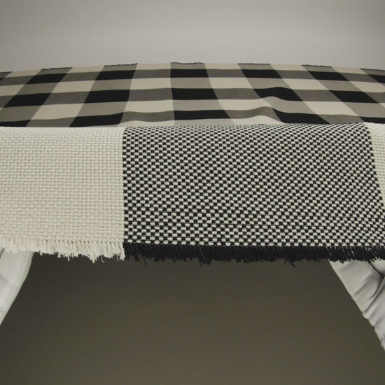 Italian Large-Scale Black and White Asparagus Buffalo Check Cotton Basketweave