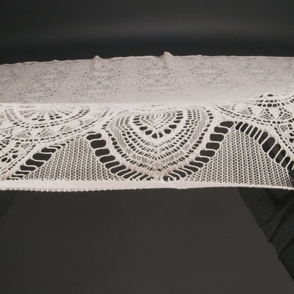 Cotton and Nylon Crochet Lace with Scalloped Border - Bleached Sand Boho Flowers