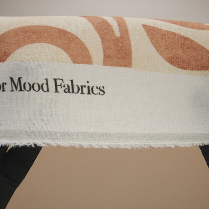 Linen and Rayon Woven - Beige and Tan Leafy Swirls - Mood Exclusive Windswept Sands Print