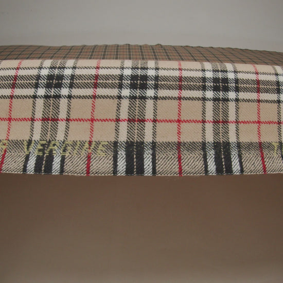 Virgin Wool Twill Made in Italy - Beige, Black and Red Classic Plaid