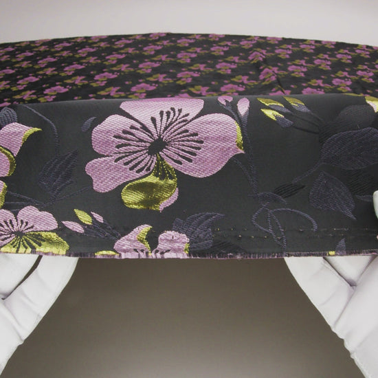 Black, Pink and Lime Reversible Floral Brocade