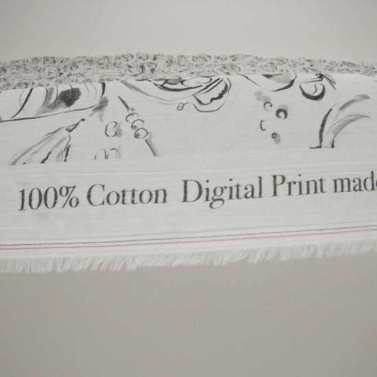 Crinkled Cotton Gauzy Woven - Black, White and Gray Food Sketches - Mood Exclusive Dinner Party Print