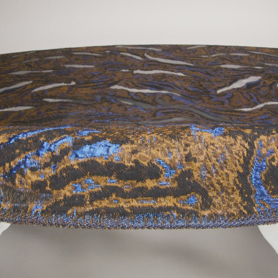 Metallic Copper and Berry Blue Abstract Luxury Burnout Brocade - Image 6 of 7