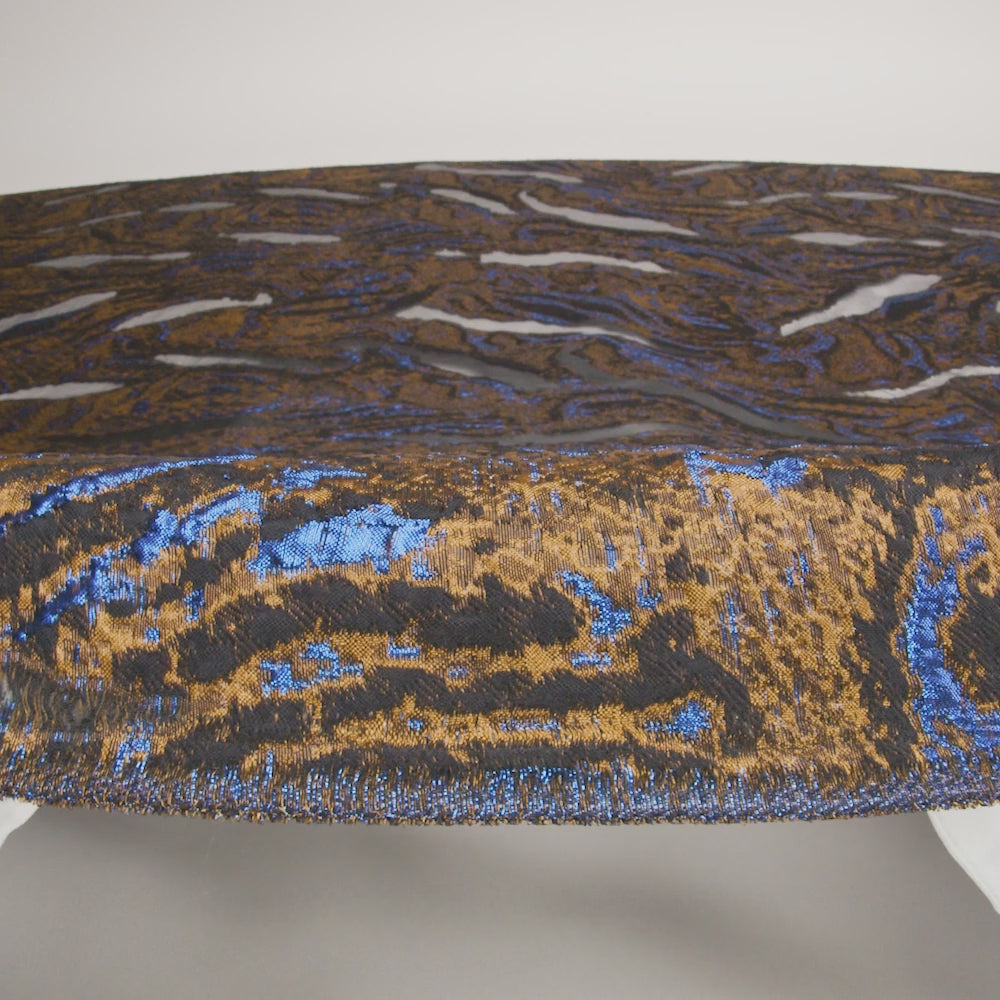Metallic Copper and Berry Blue Abstract Luxury Burnout Brocade - Image 6 of 7