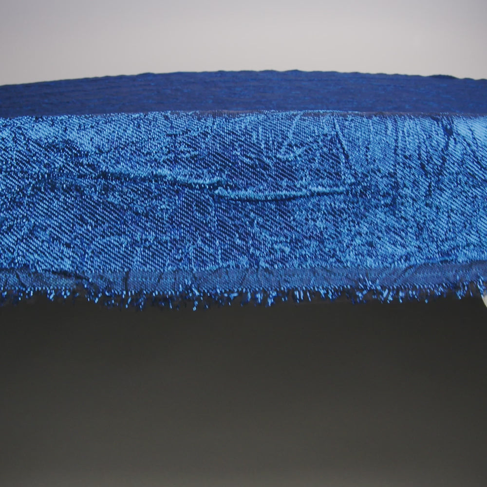 Astrolabe Metallic Royal Blue Crinkled Luxury Brocade with Black Backing