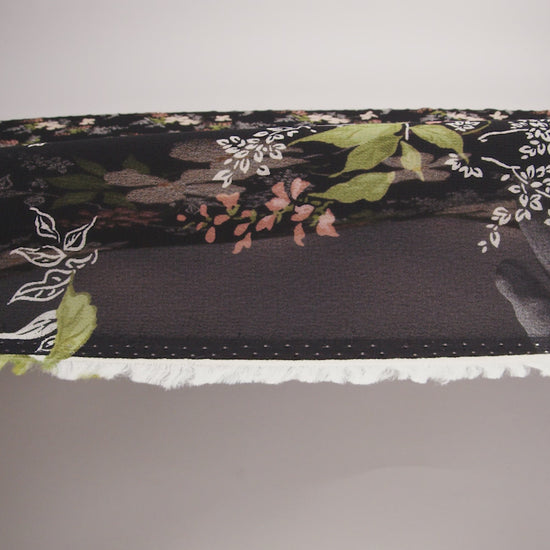 Viscose Georgette Print by The Reformation - Light Pastel Orange, Dusty Rose Pink and Black Floral - Deadstock - Image 6 of 6